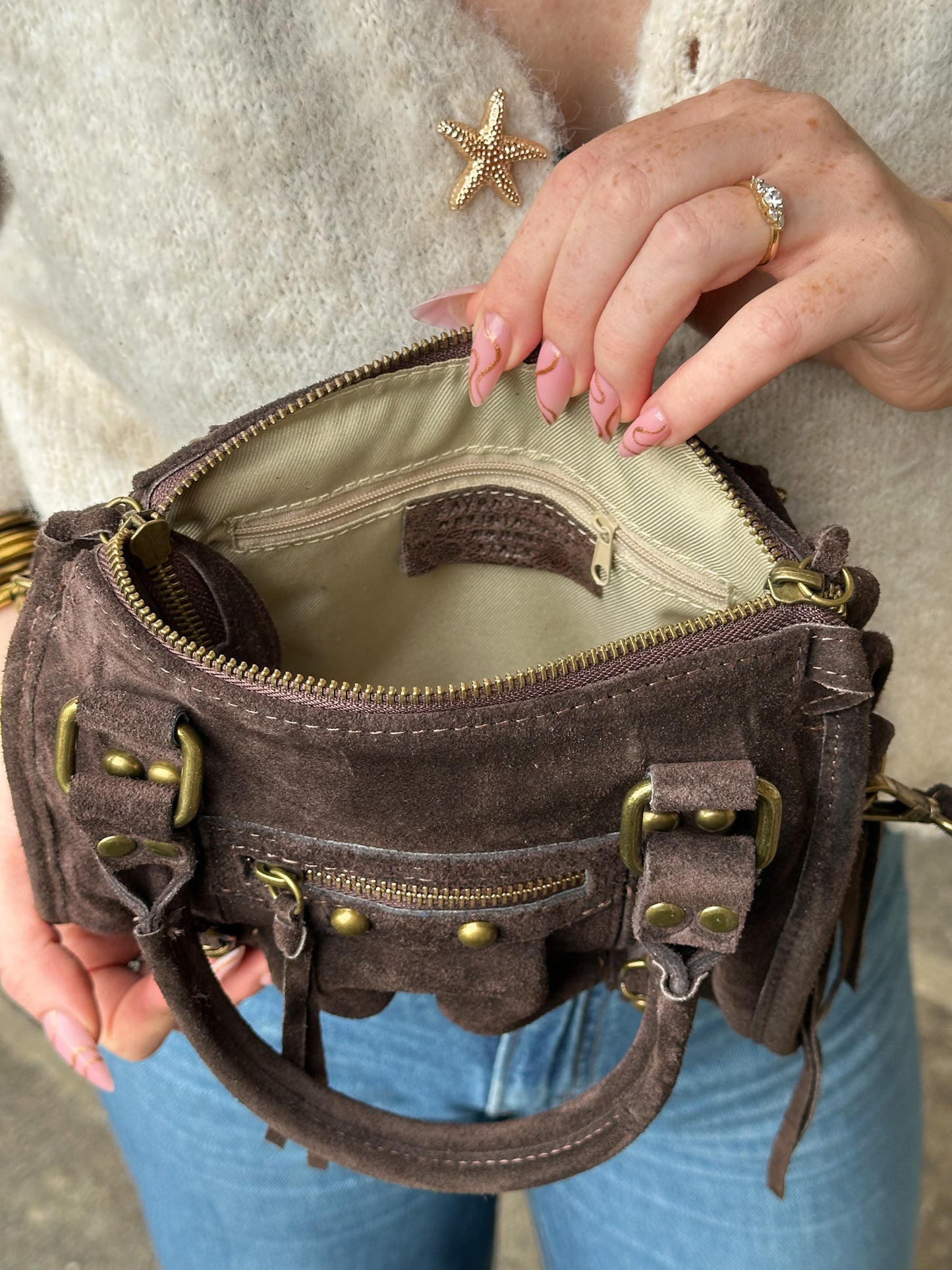 Sac Kate mini - city-bag en cuir suède