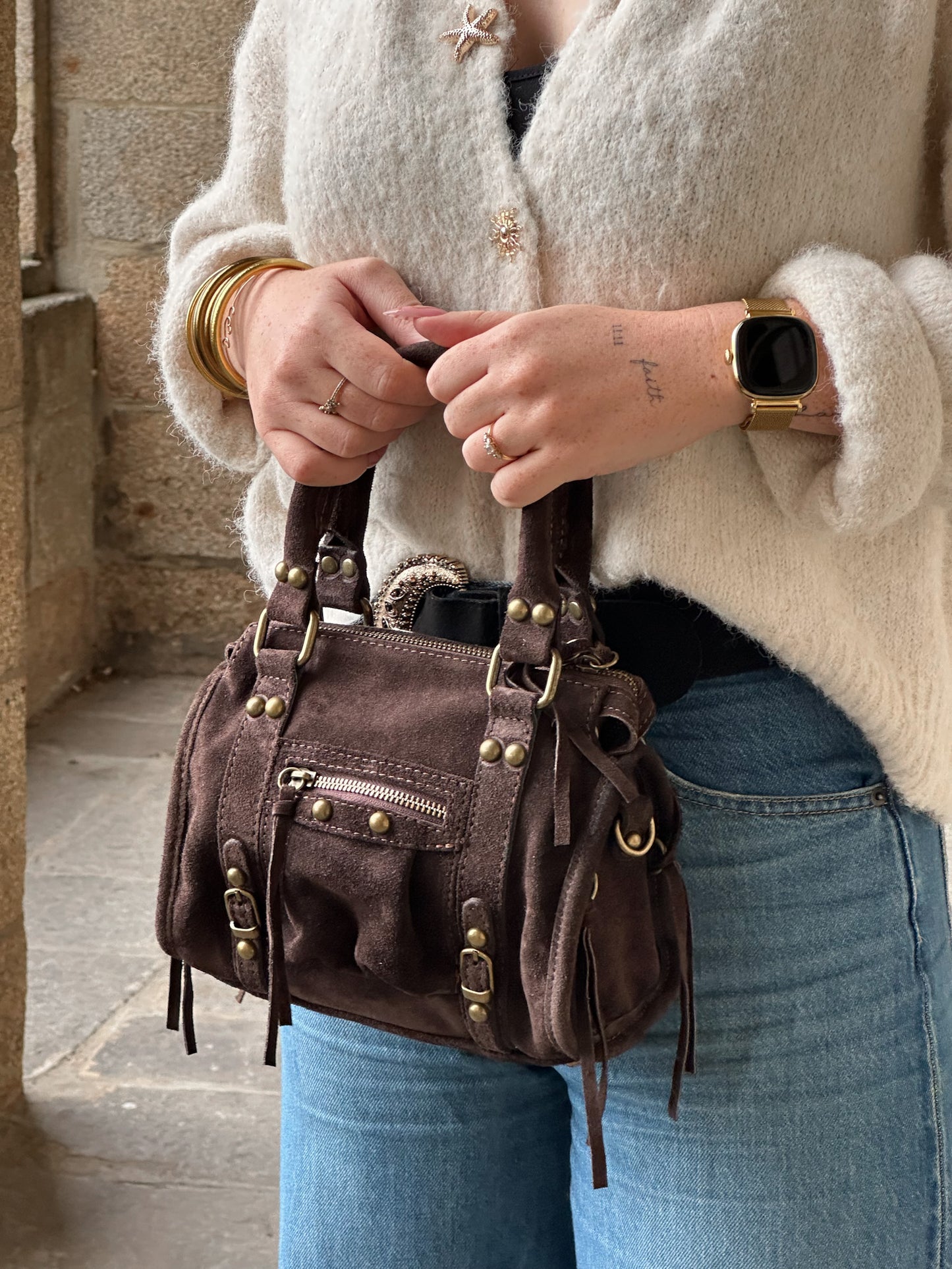 Sac Kate mini - city-bag en cuir suède