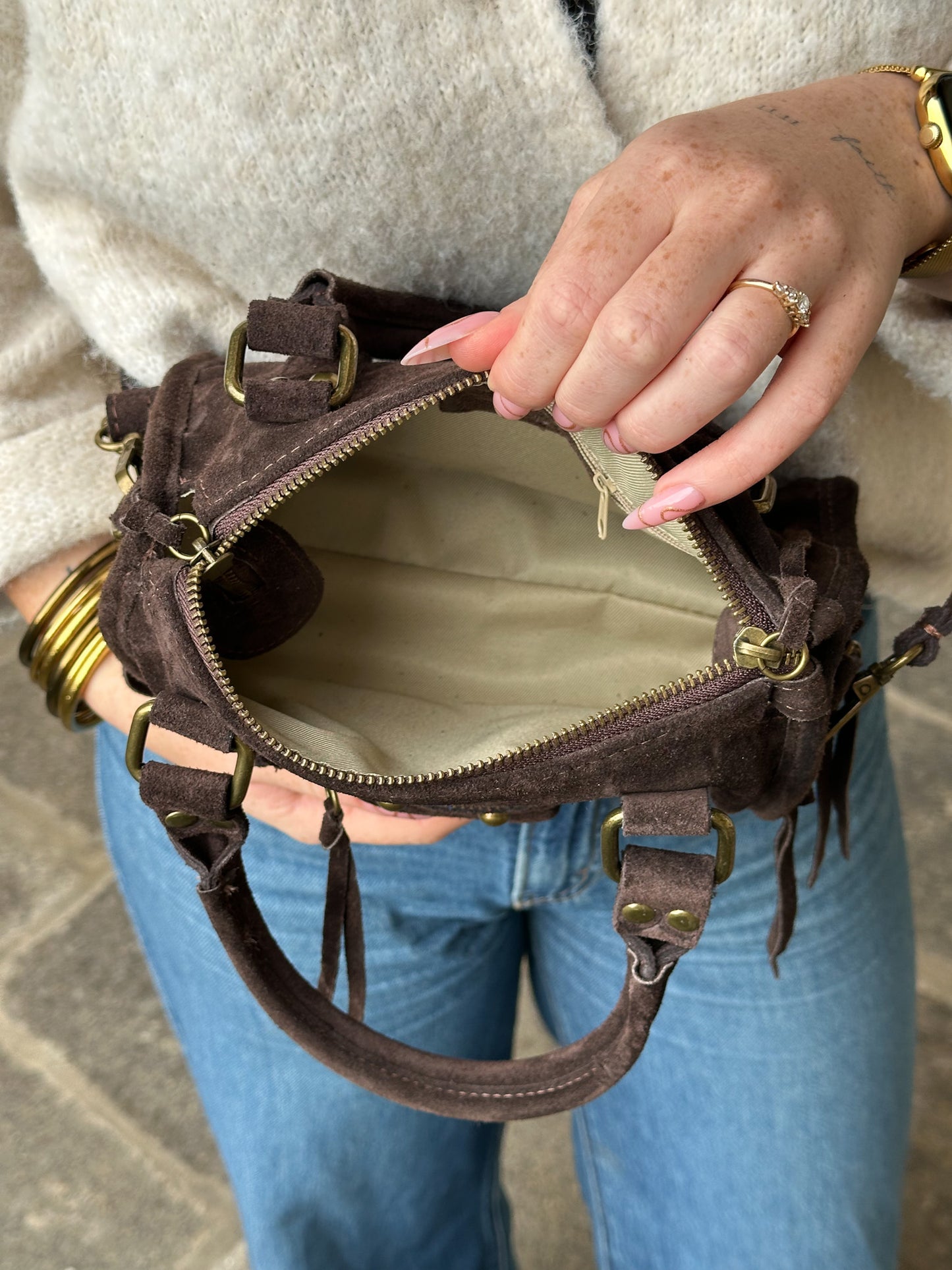 Sac Kate mini - city-bag en cuir suède