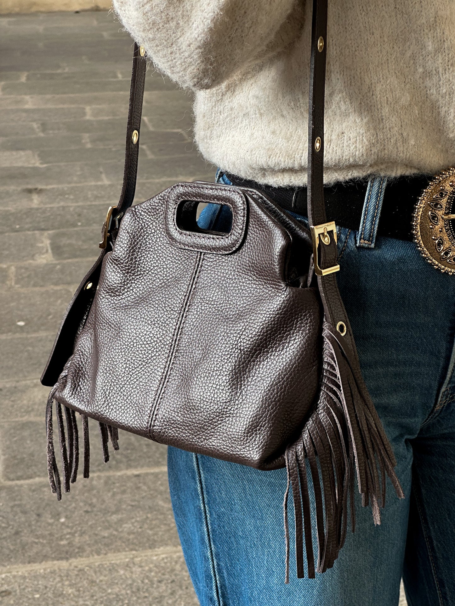 Sac Lily - sac sceau en cuir grainé