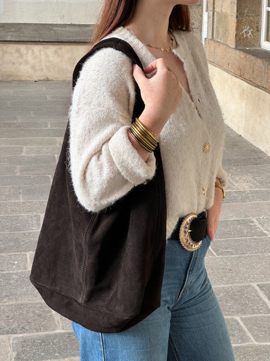 Sac Mila - fourre-tout hobo en cuir suède
