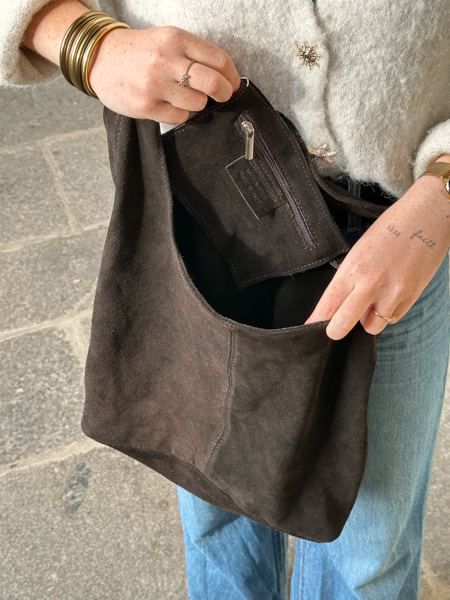Sac Mila - fourre-tout hobo en cuir suède