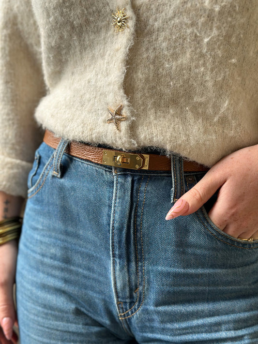 Ceinture Grace ajustable - cuir grainé camel